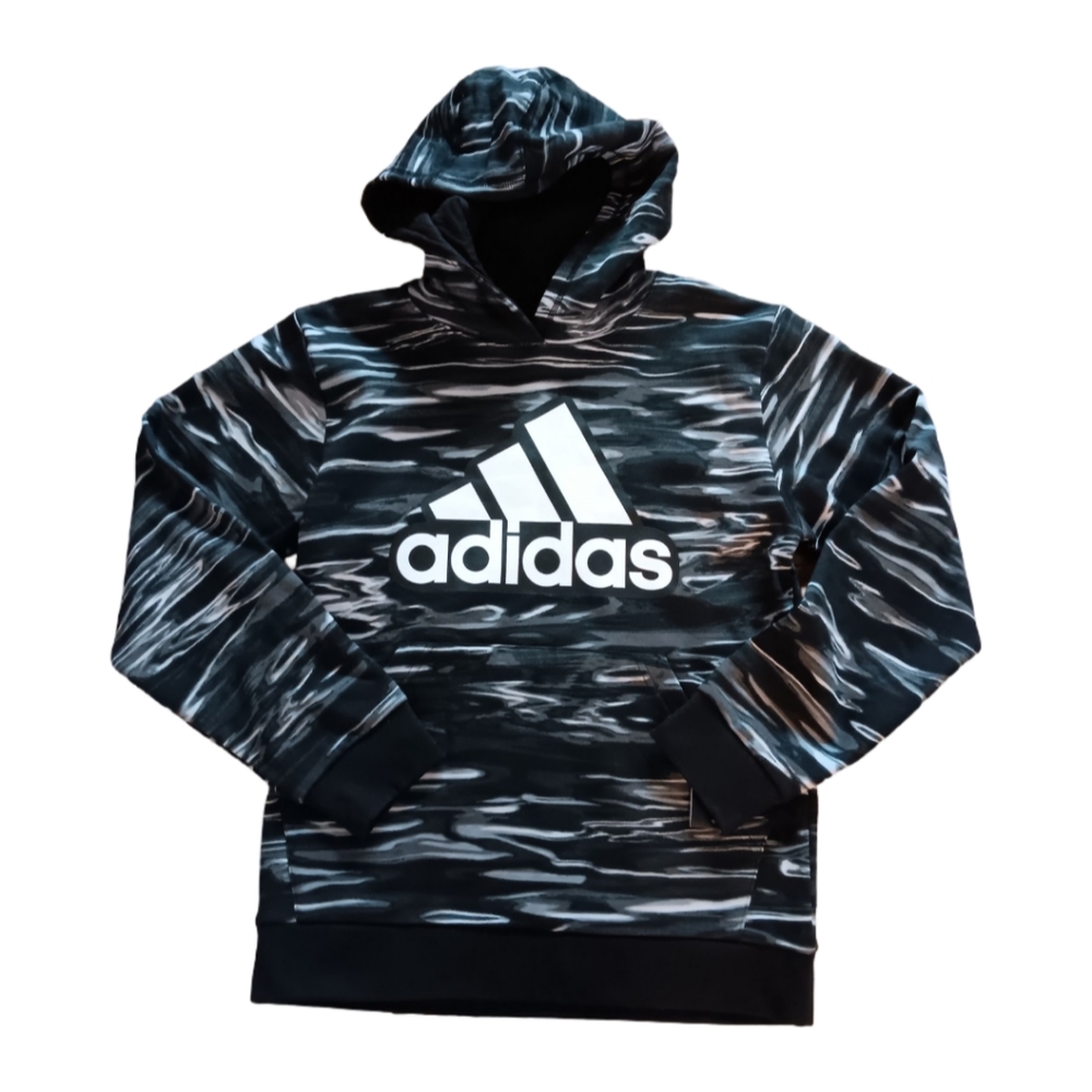 NWT ADIDAS HOODIE SWEATSHIRT PULLOVER CAMO BLACK SIZE LARGE 14-16